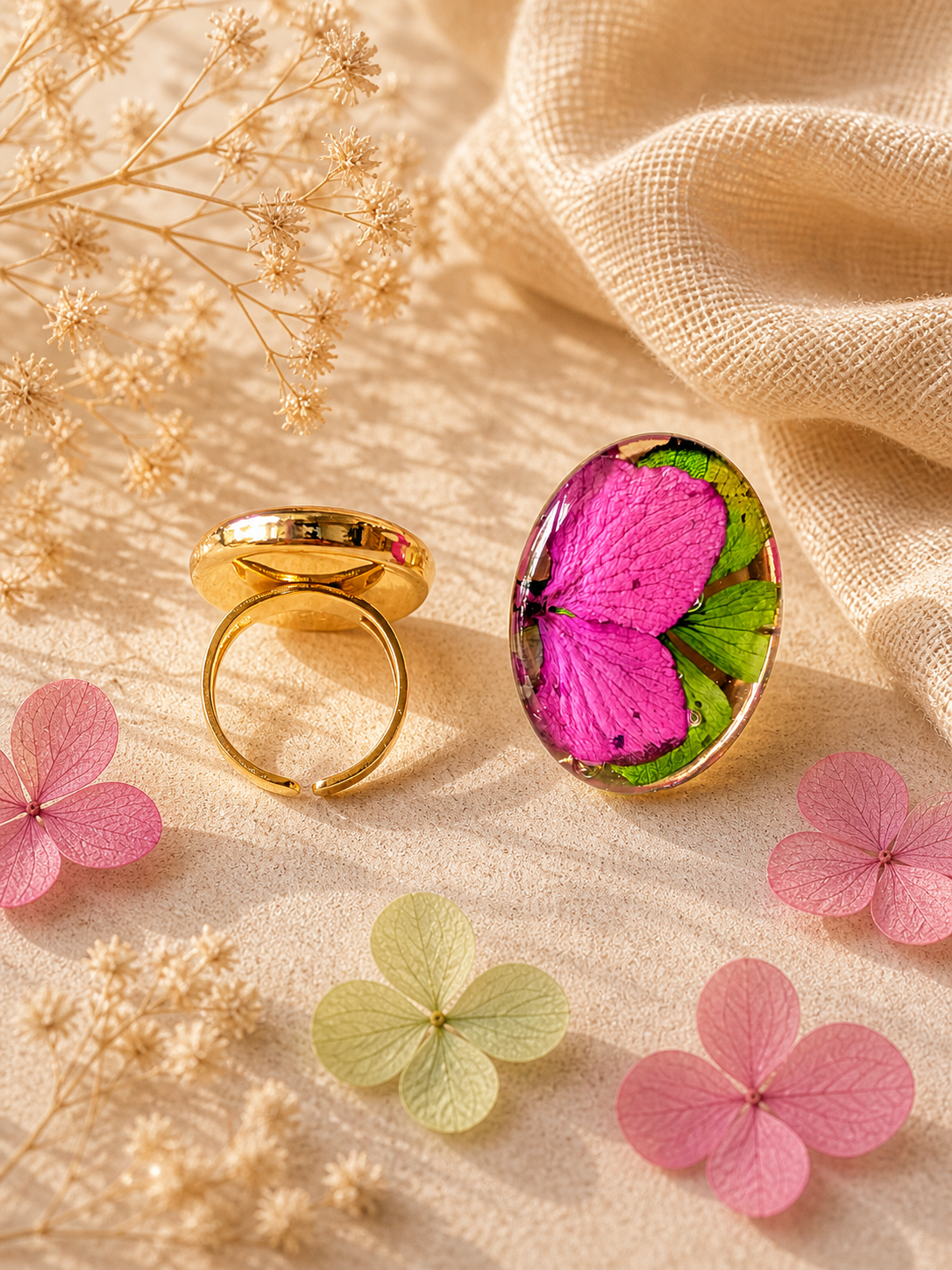 Anillo flor ovalado