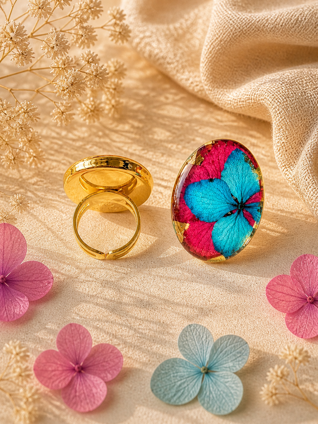Anillo flor ovalado