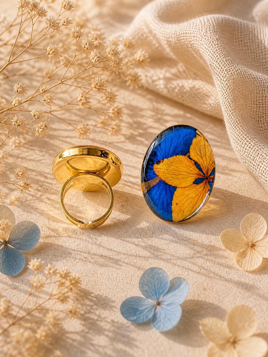 Anillo flor ovalado