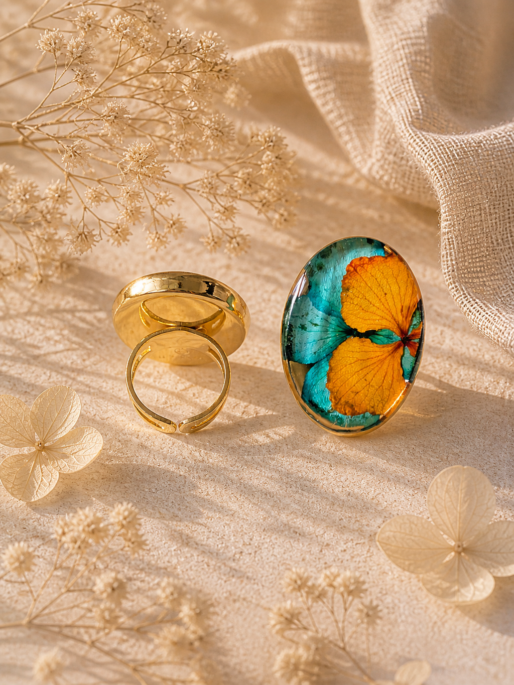 Anillo flor ovalado