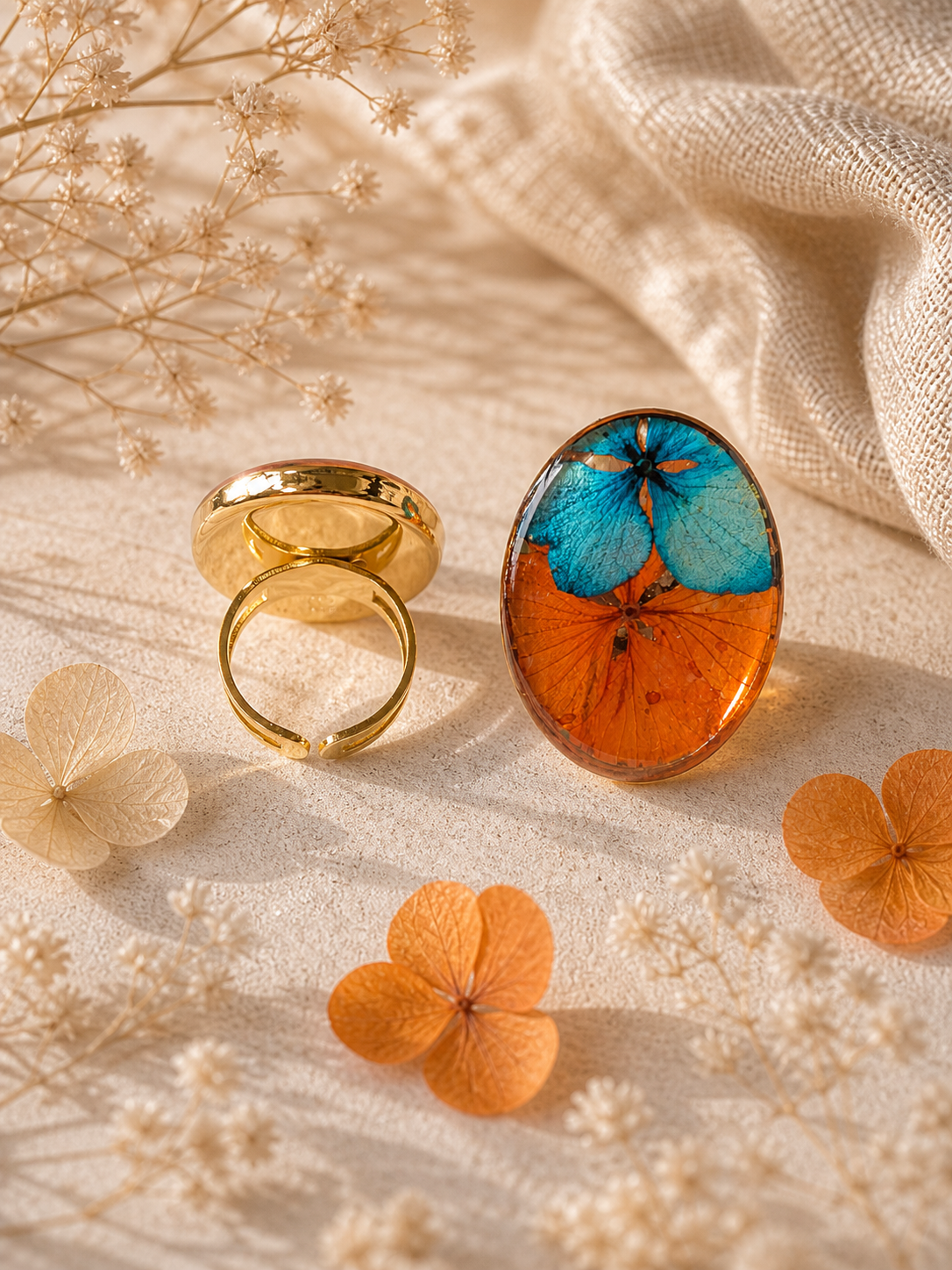 Anillo flor ovalado