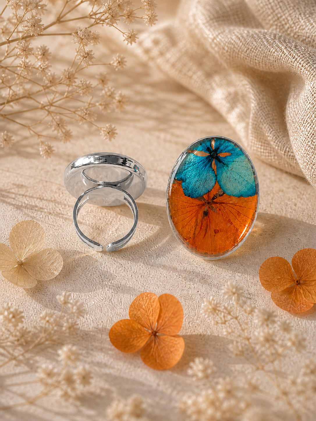 Anillo flor ovalado
