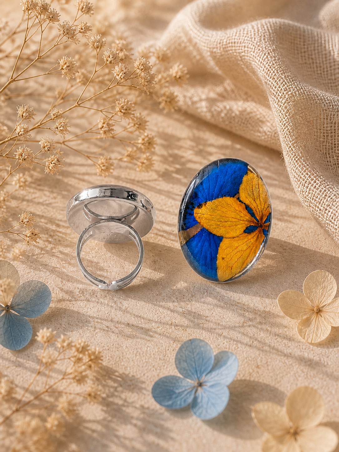 Anillo flor ovalado