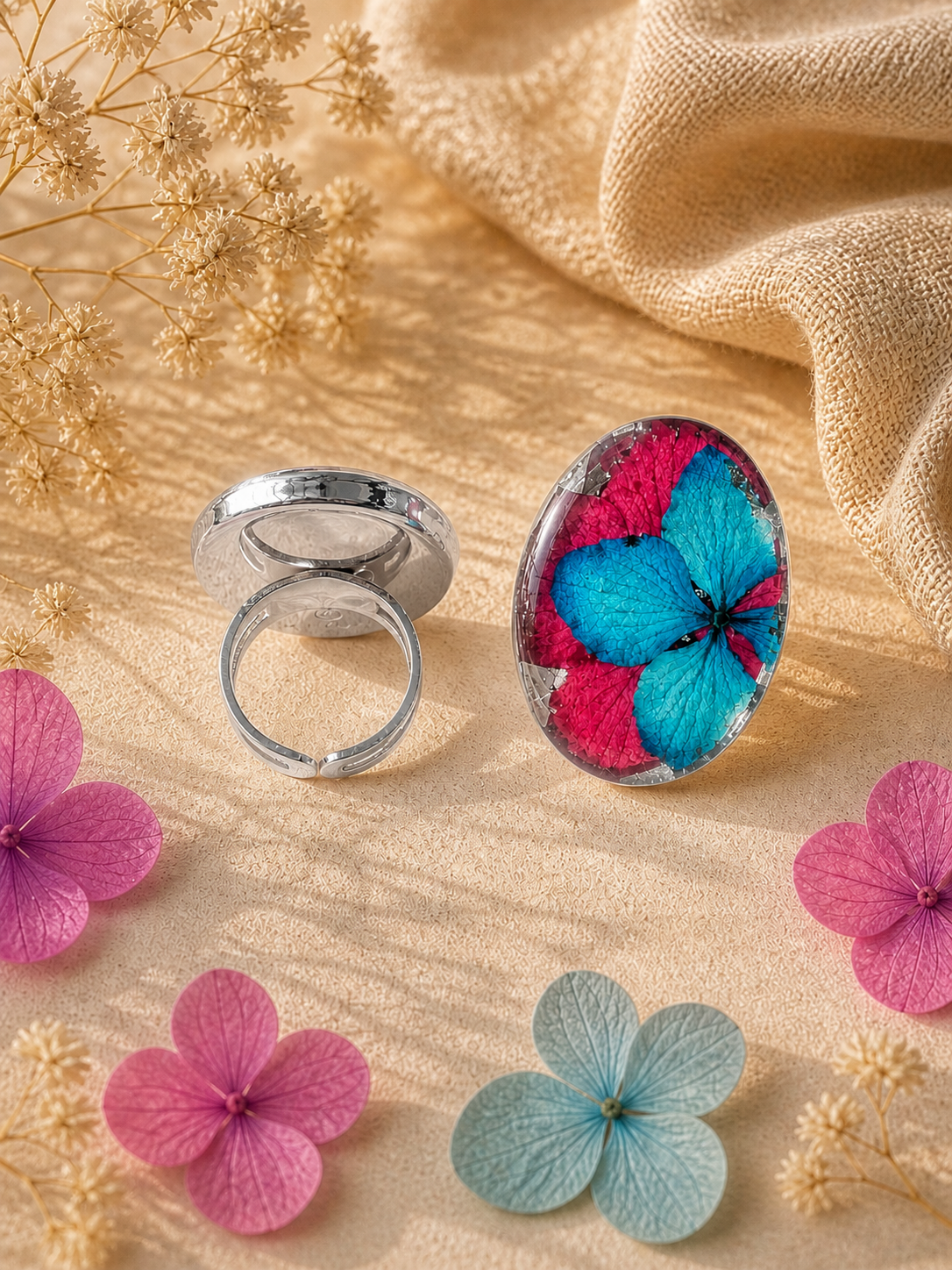 Anillo flor ovalado