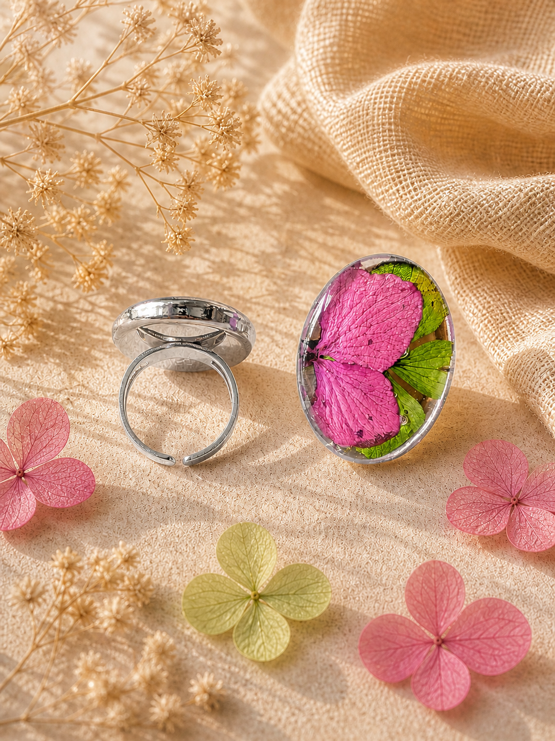 Anillo flor ovalado